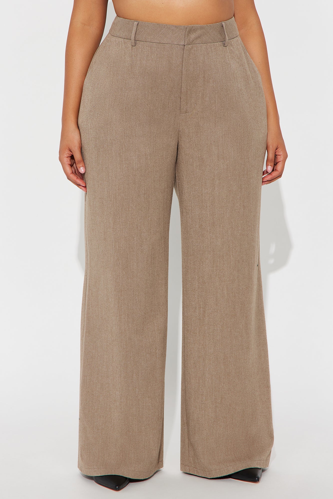 Level Of Sophistication Crepe Woven Wide Leg Trouser Pant - Mocha