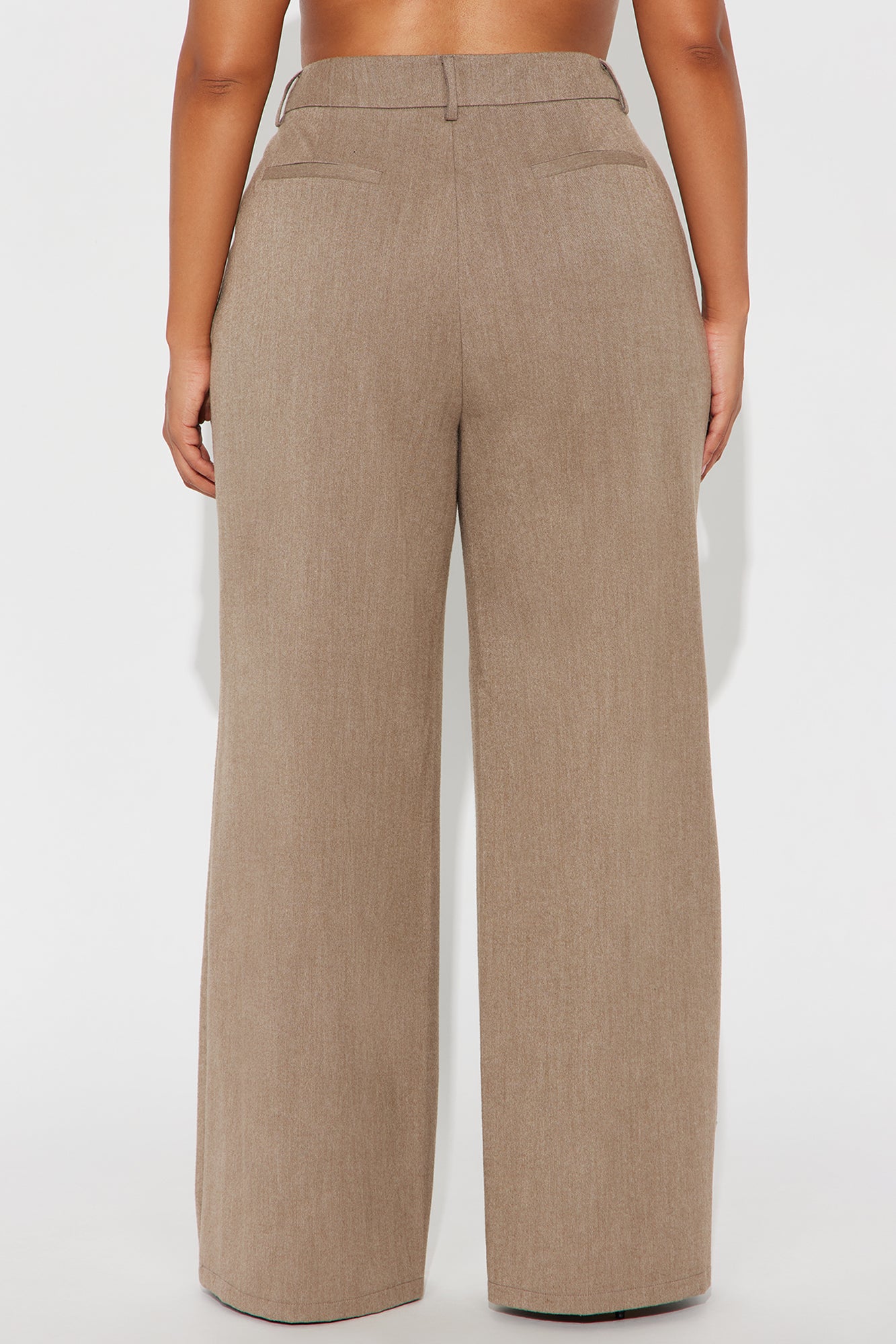 Level Of Sophistication Crepe Woven Wide Leg Trouser Pant - Mocha
