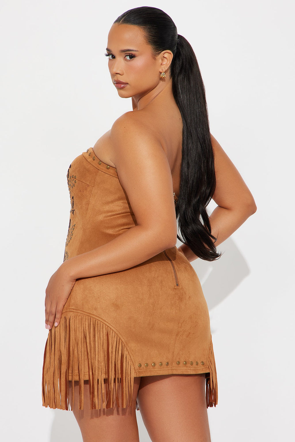 Dianna Faux Suede Mini Dress - Camel