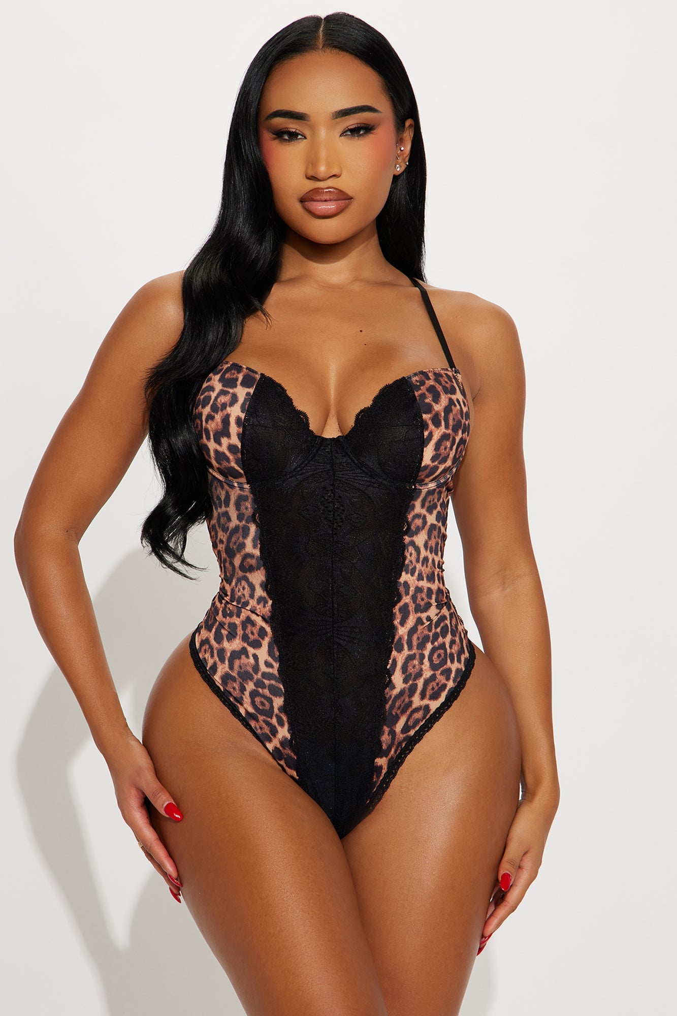 Walk On The Wild Side Bodysuit Thong Teddy - Leopard