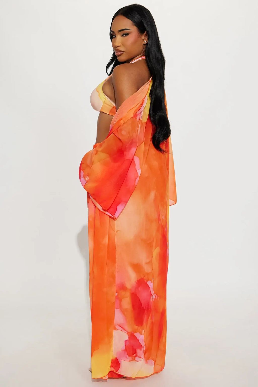 Moana 4 Piece Bikini Kimono & Pants Set - Orange/combo 