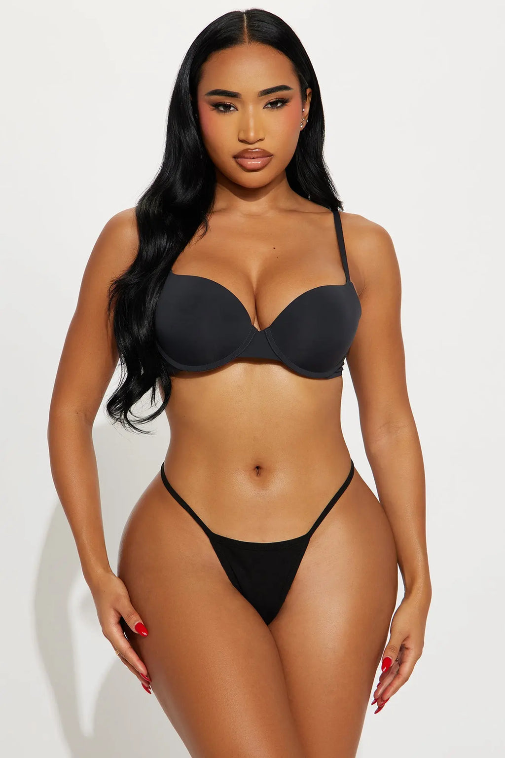 Cross My Love Rhinestone Heart G String Panty - Black 