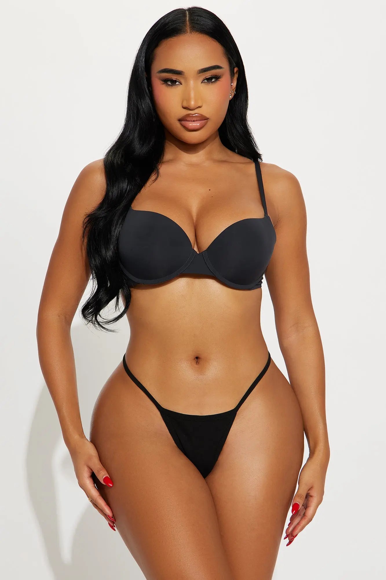 Cross My Love Rhinestone Heart G String Panty - Black 