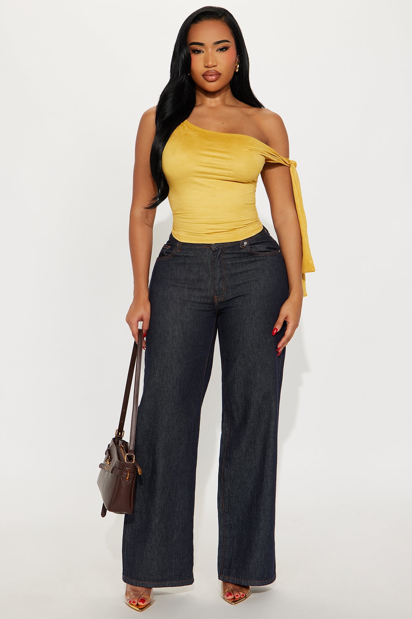 Rilla Off Shoulder Faux Suede Top - Camel