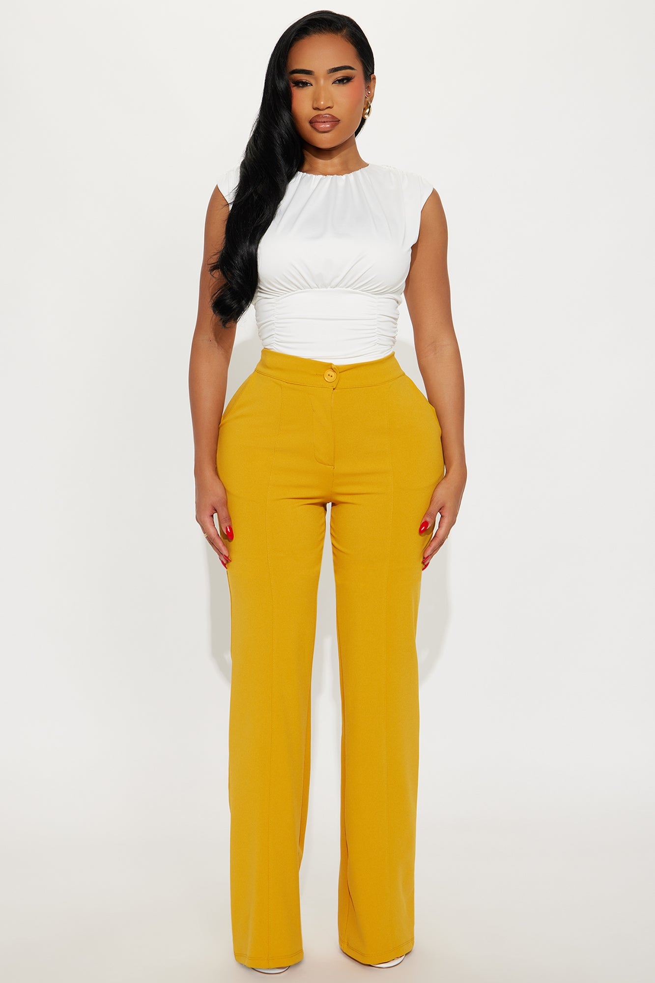 Tall Heidi Wide Leg Trouser Pant - Mustard