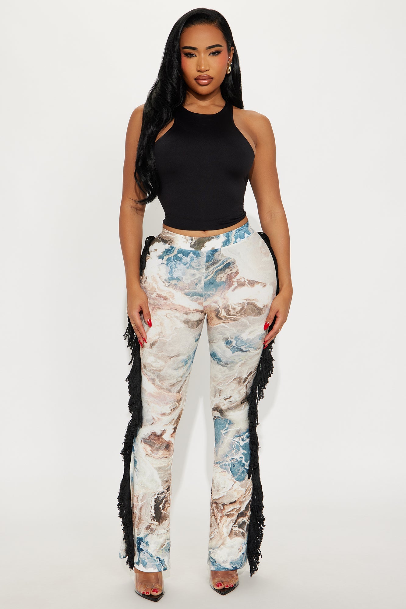 All At Once Fringe Flare Pant - Blue/combo