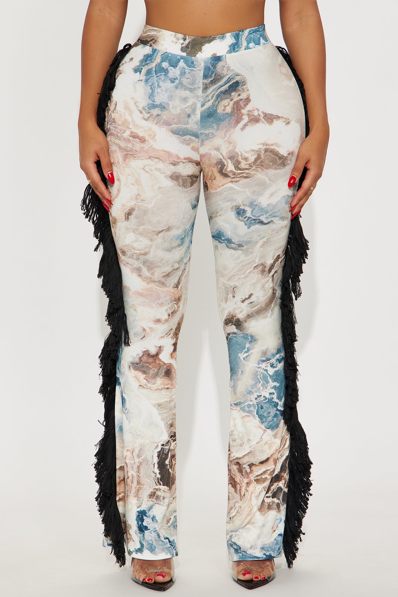 All At Once Fringe Flare Pant - Blue/combo