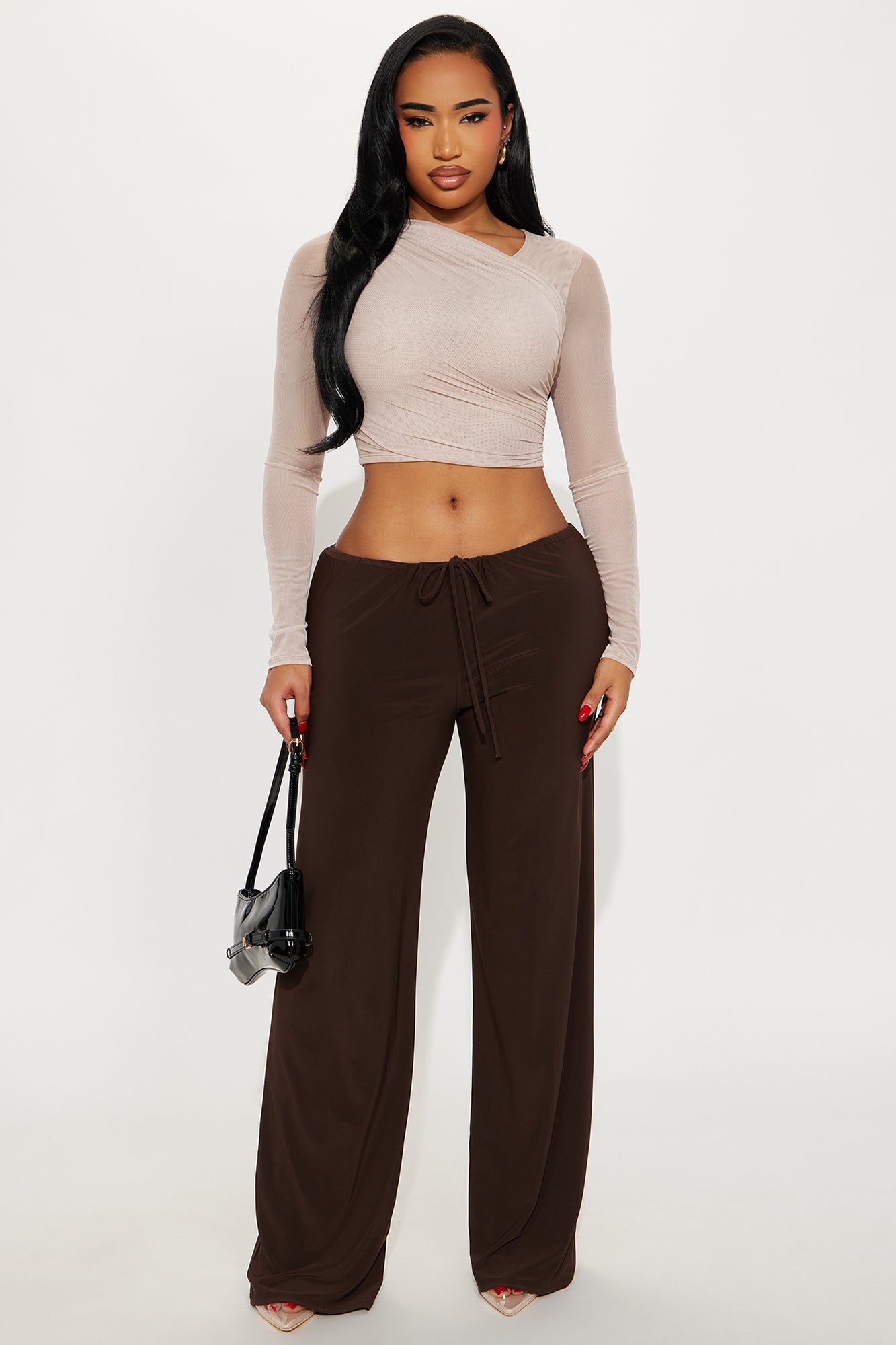 Focused On You Low Rise Wide Leg Pant 32 - Chocolate