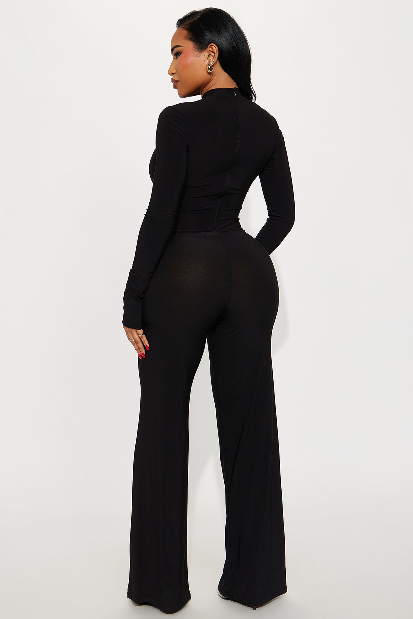 Lainey Long Sleeve Wide Leg Jumpsuit - Black
