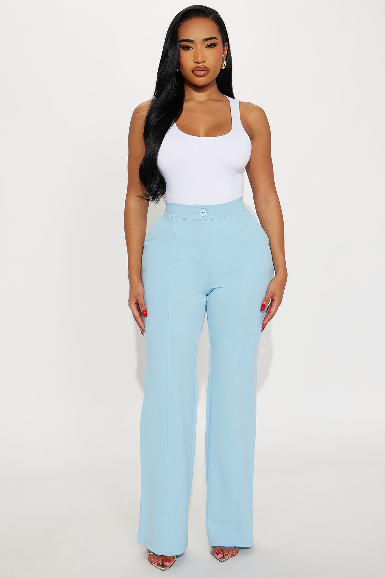 Tall Heidi Wide Leg Trouser Pant - Slate Blue