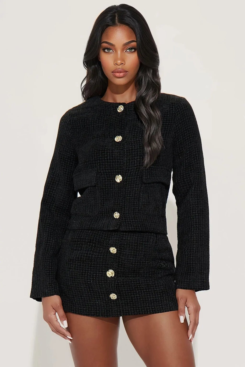 Cassidy Tweed Mini Skort Set - Black 