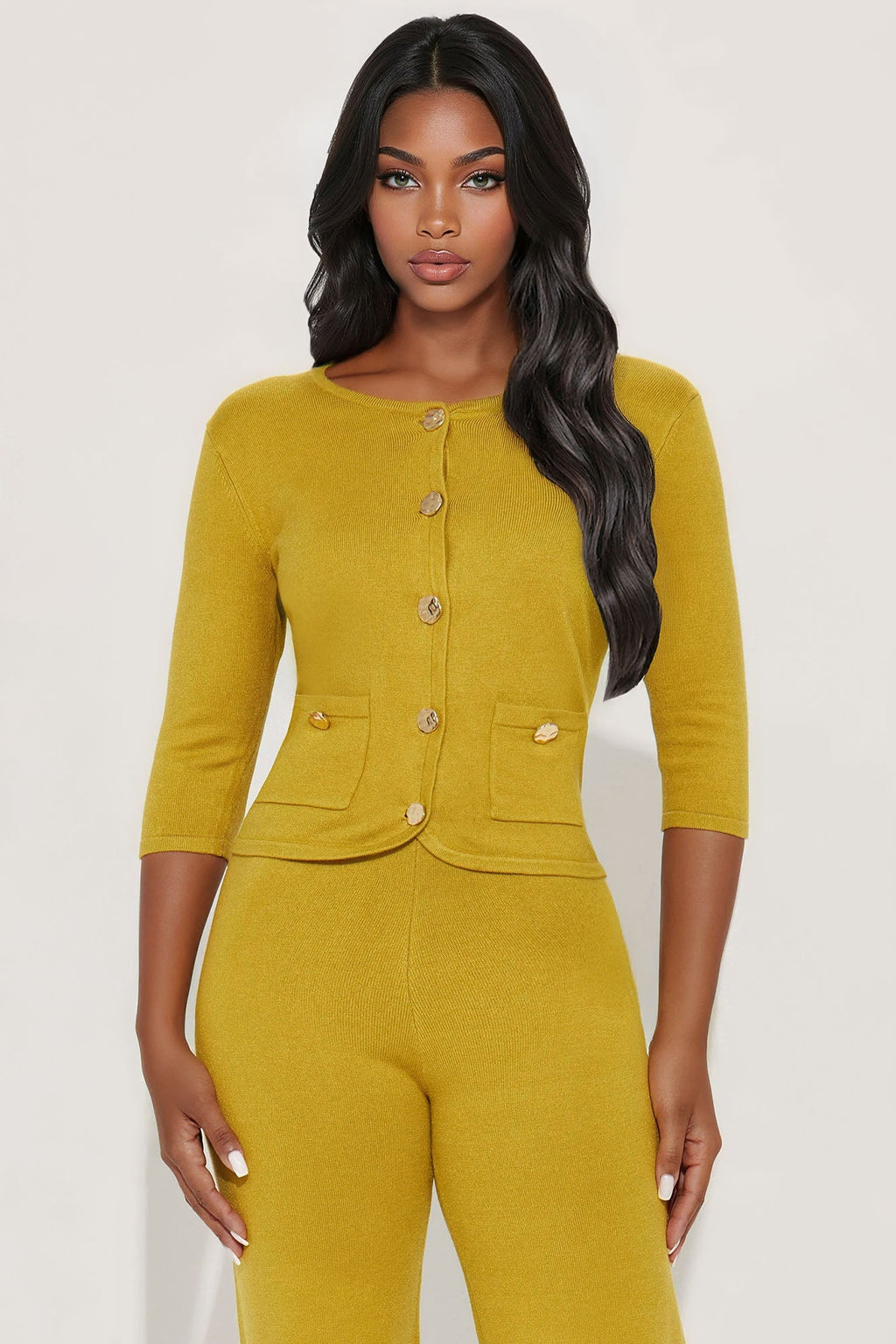 Valerie Sweater Pant Set - Chartreuse 