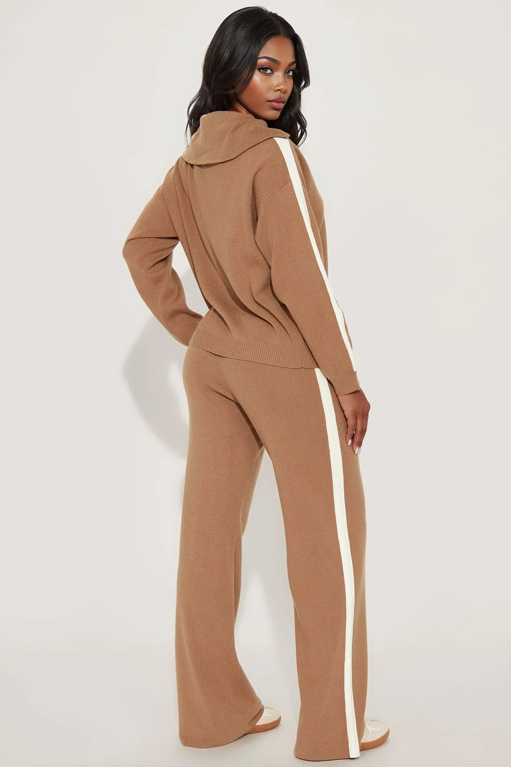 Carmen Quarter Zip Sweater Pant Set - Mocha 