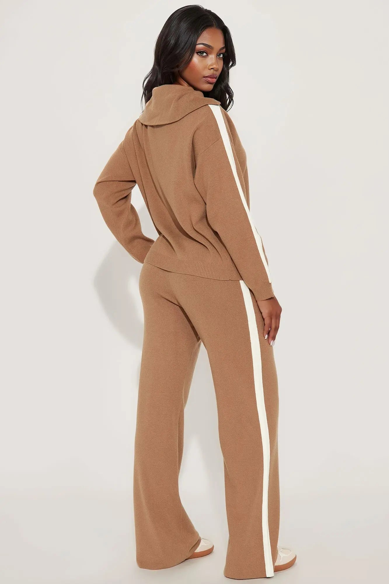 Carmen Quarter Zip Sweater Pant Set - Mocha 
