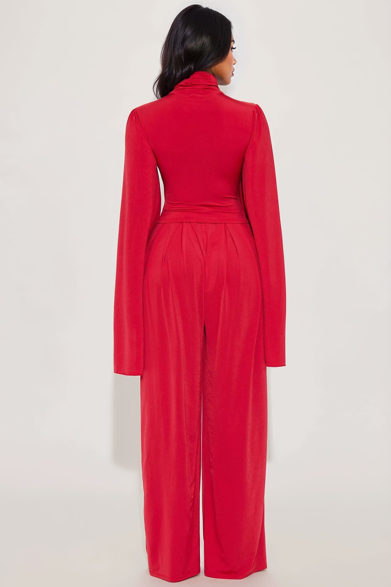 Gemma Draped Wide Leg Pant Set - Red