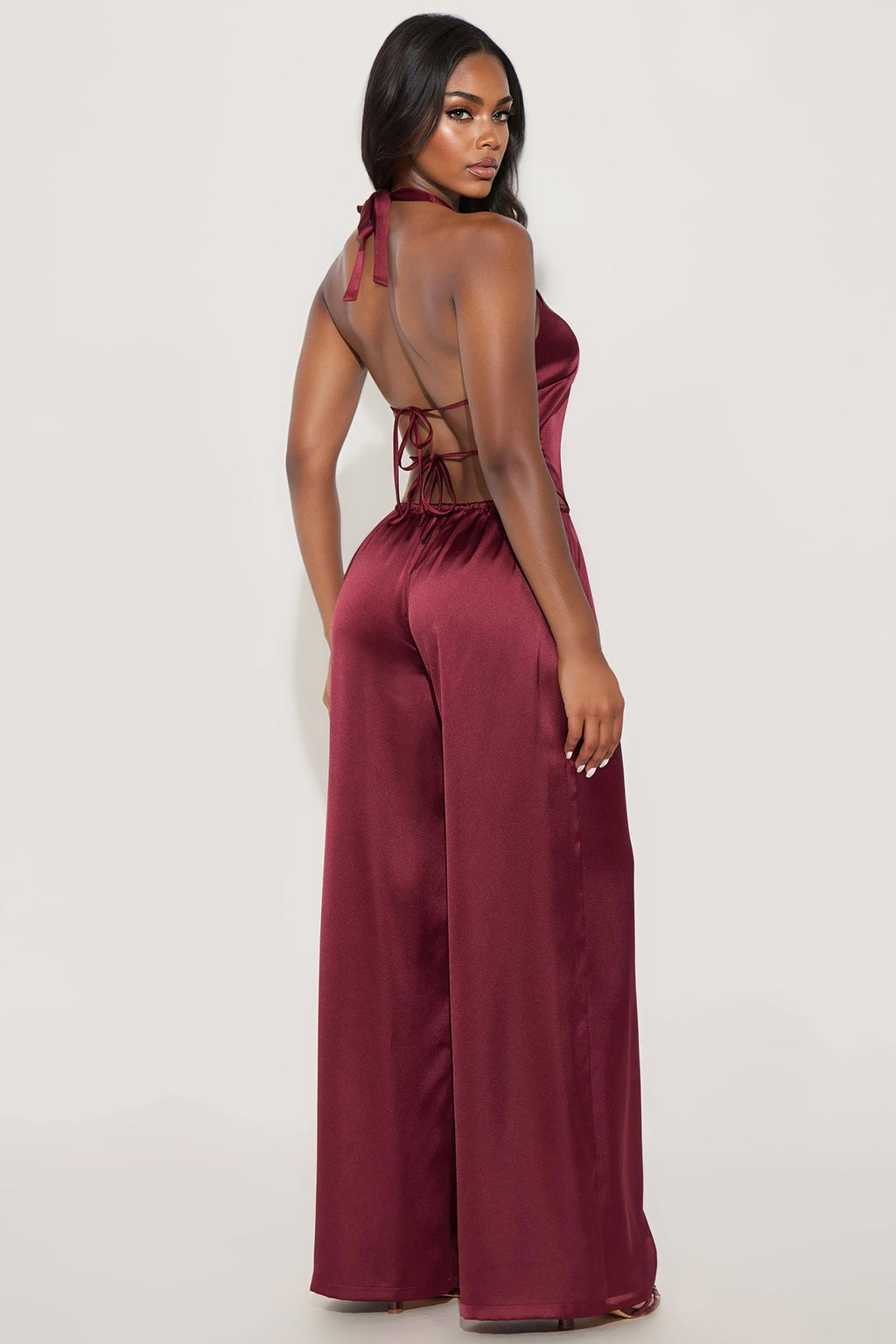 Sierra Backless Halter Pant Set - Burgundy 
