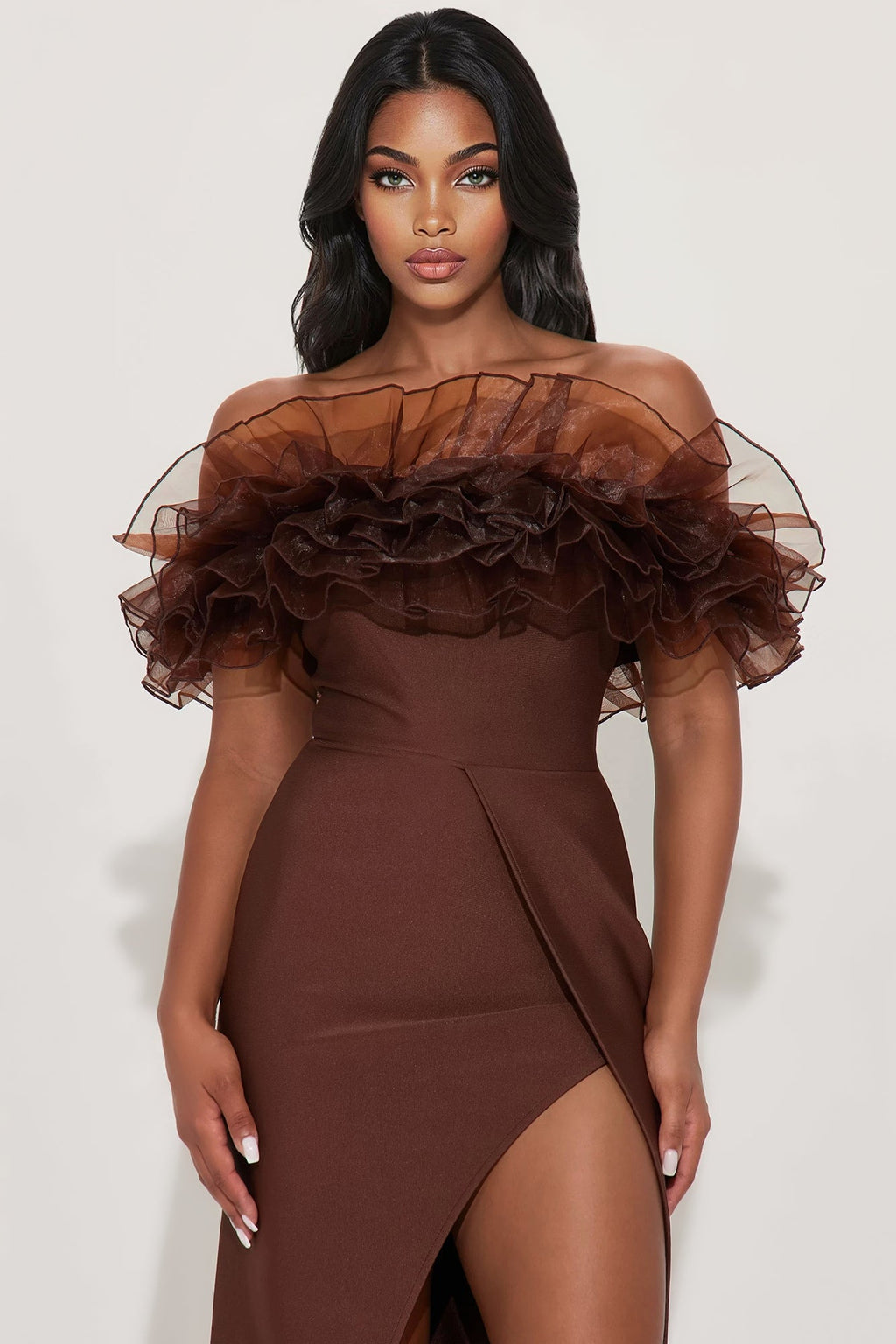 Refined Glam Bandage Gown - Chocolate