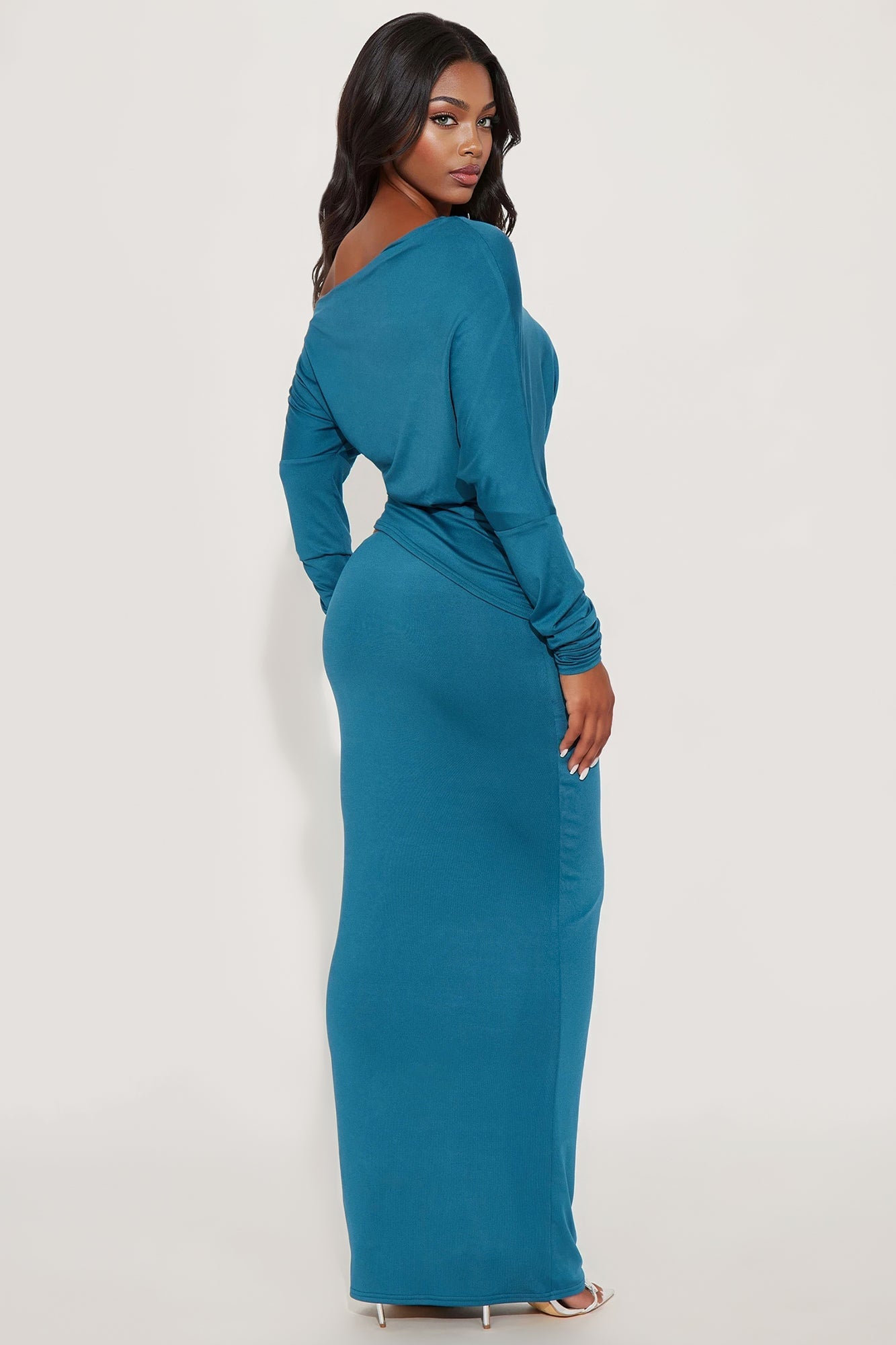 Just Mine Asymmetrical Maxi Dress - Teal
