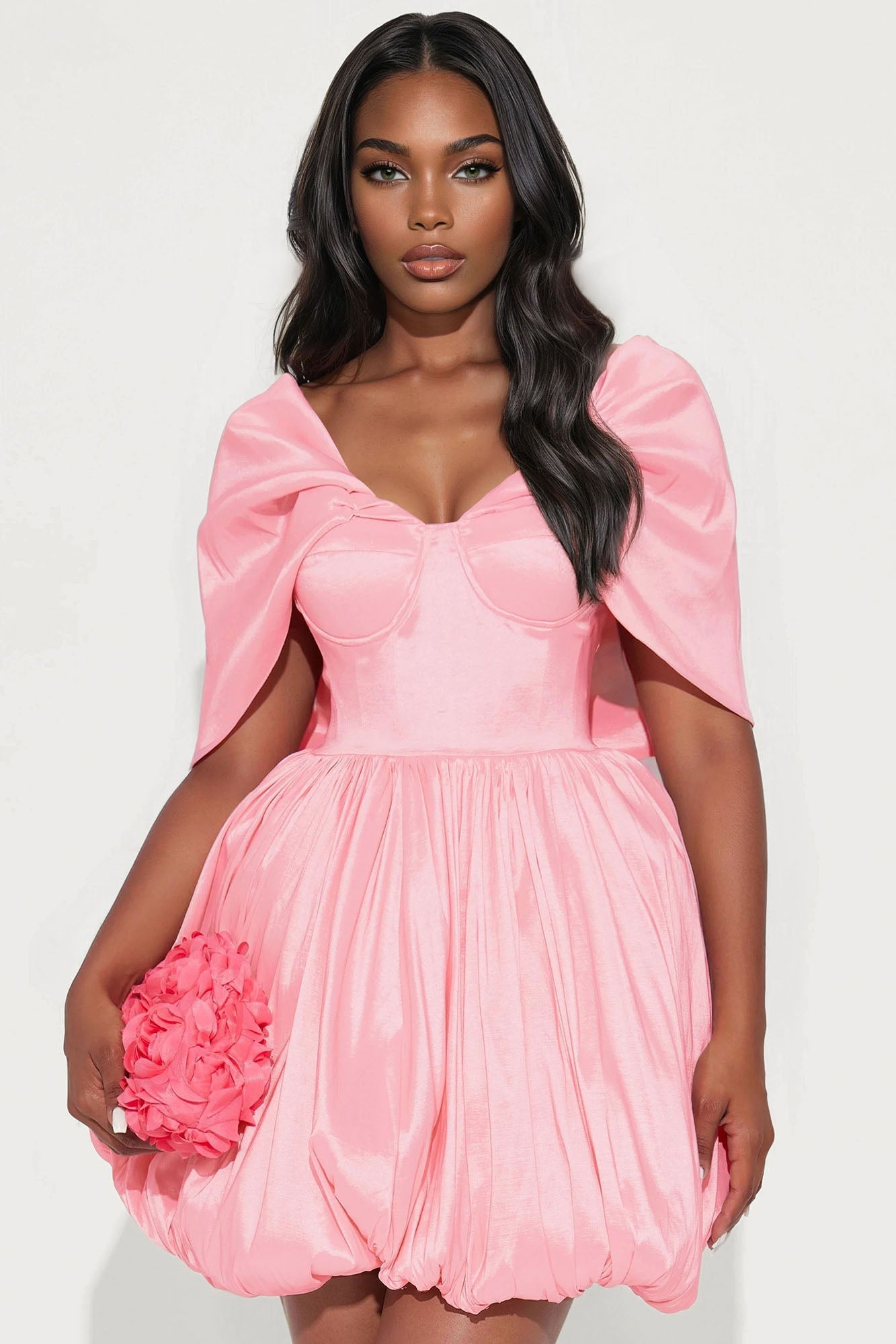 Heavenly Aura Satin Mini Dress - Pink