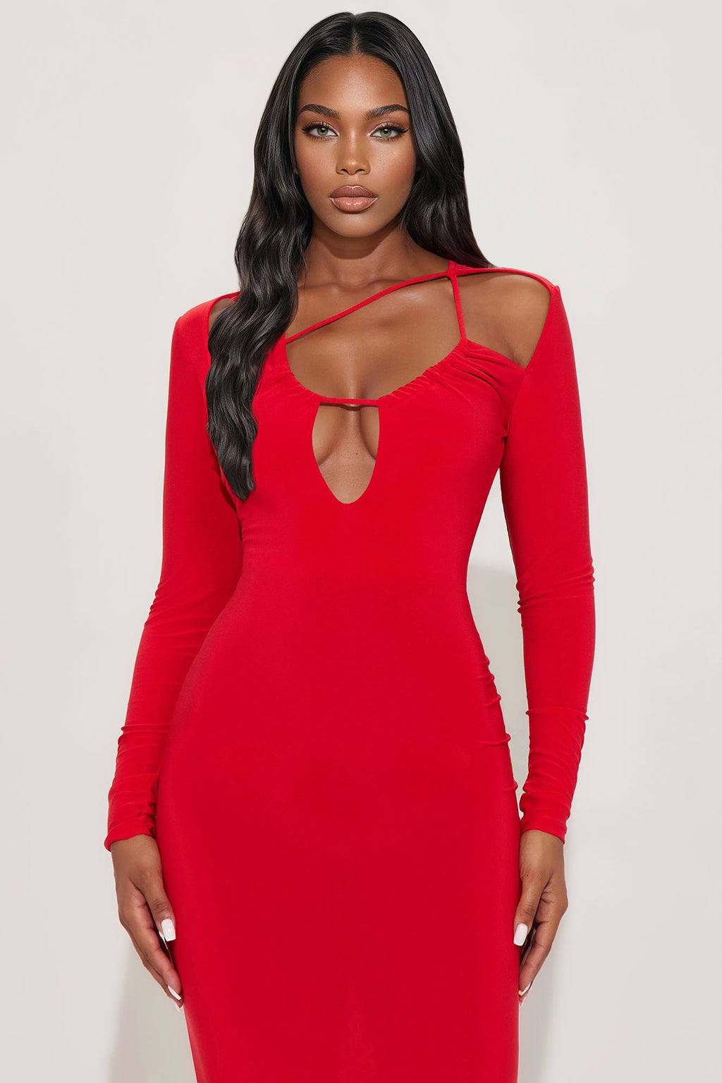 Caught You Staring Strappy Maxi Dress - Red