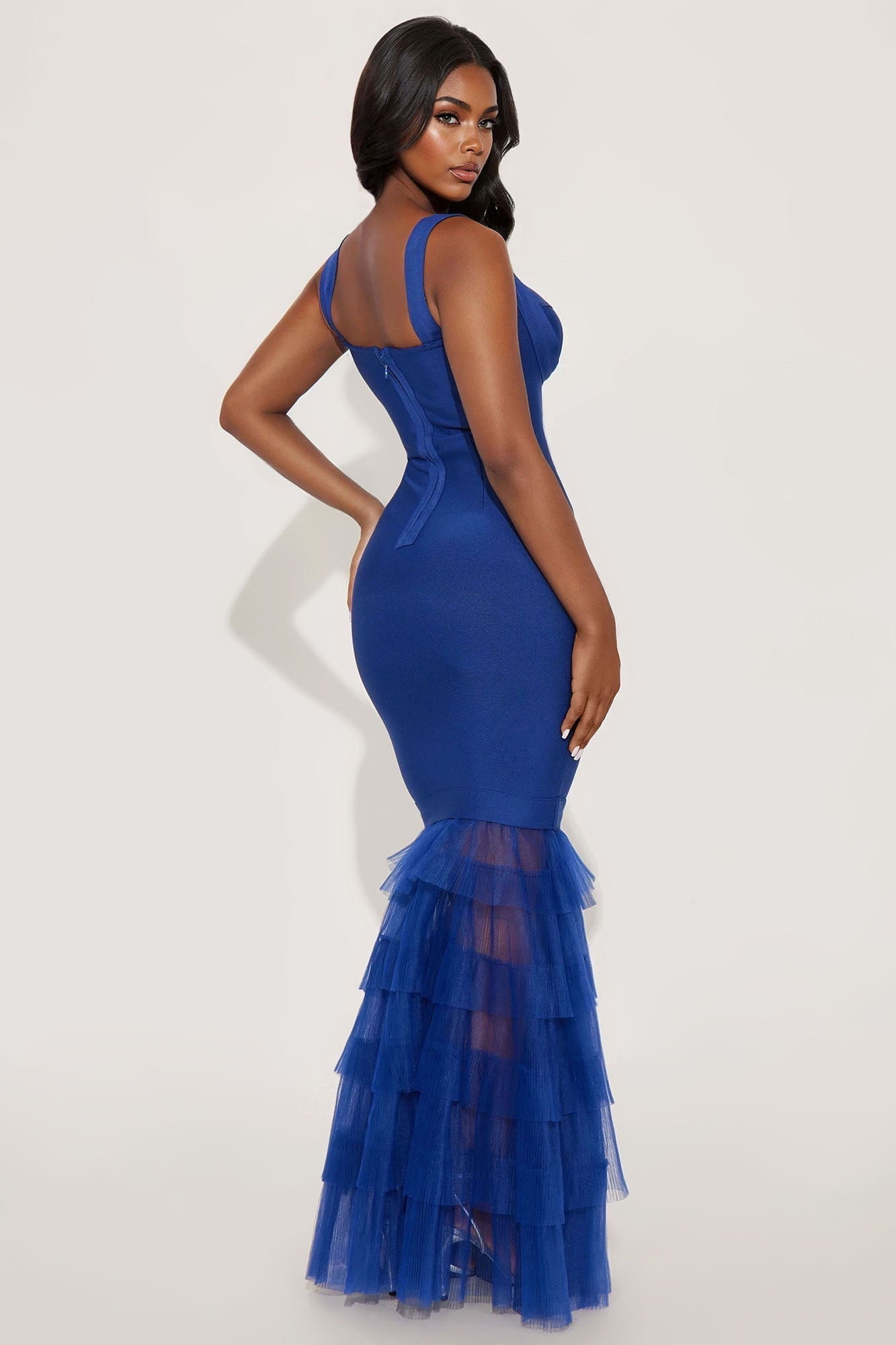 Charline Tulle Bandage Gown - Navy