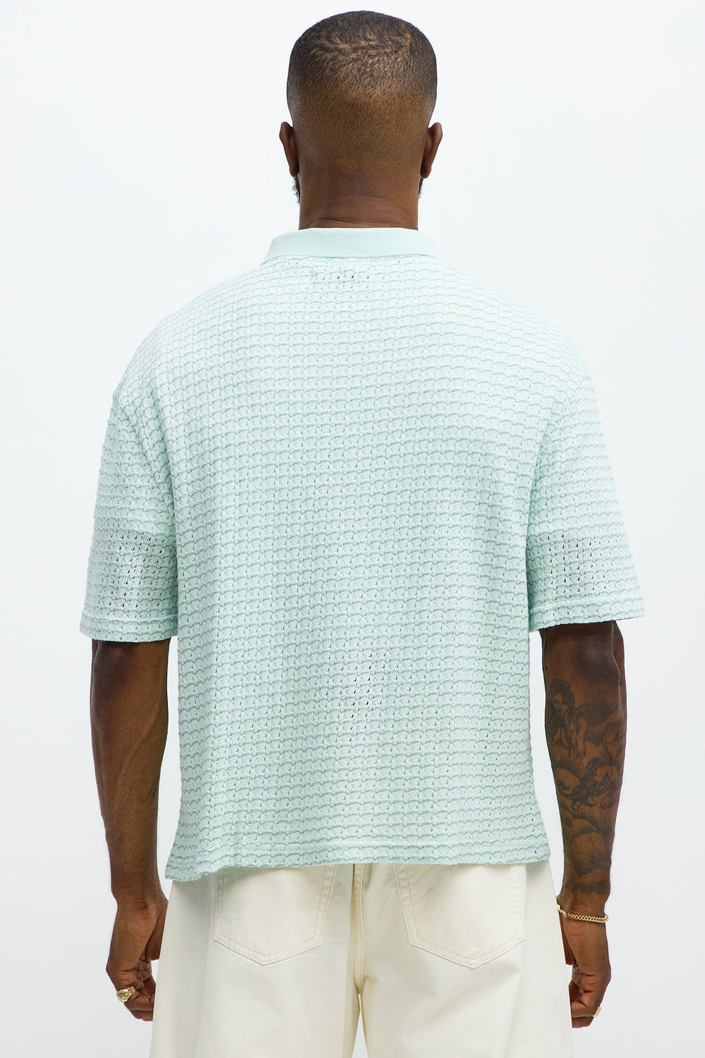 Regular Fit Color Block Button up Sweater Shirt - Teal