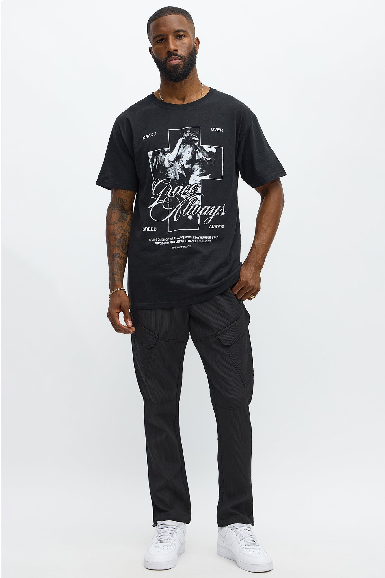 Grace Always Prevails Short Sleeve Tee - Black
