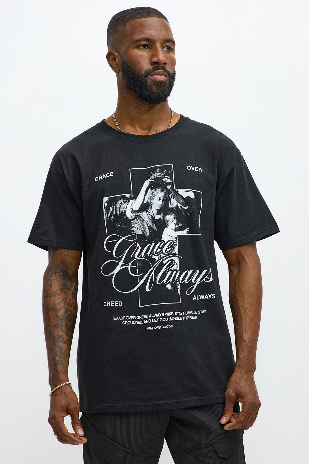 Grace Always Prevails Short Sleeve Tee - Black