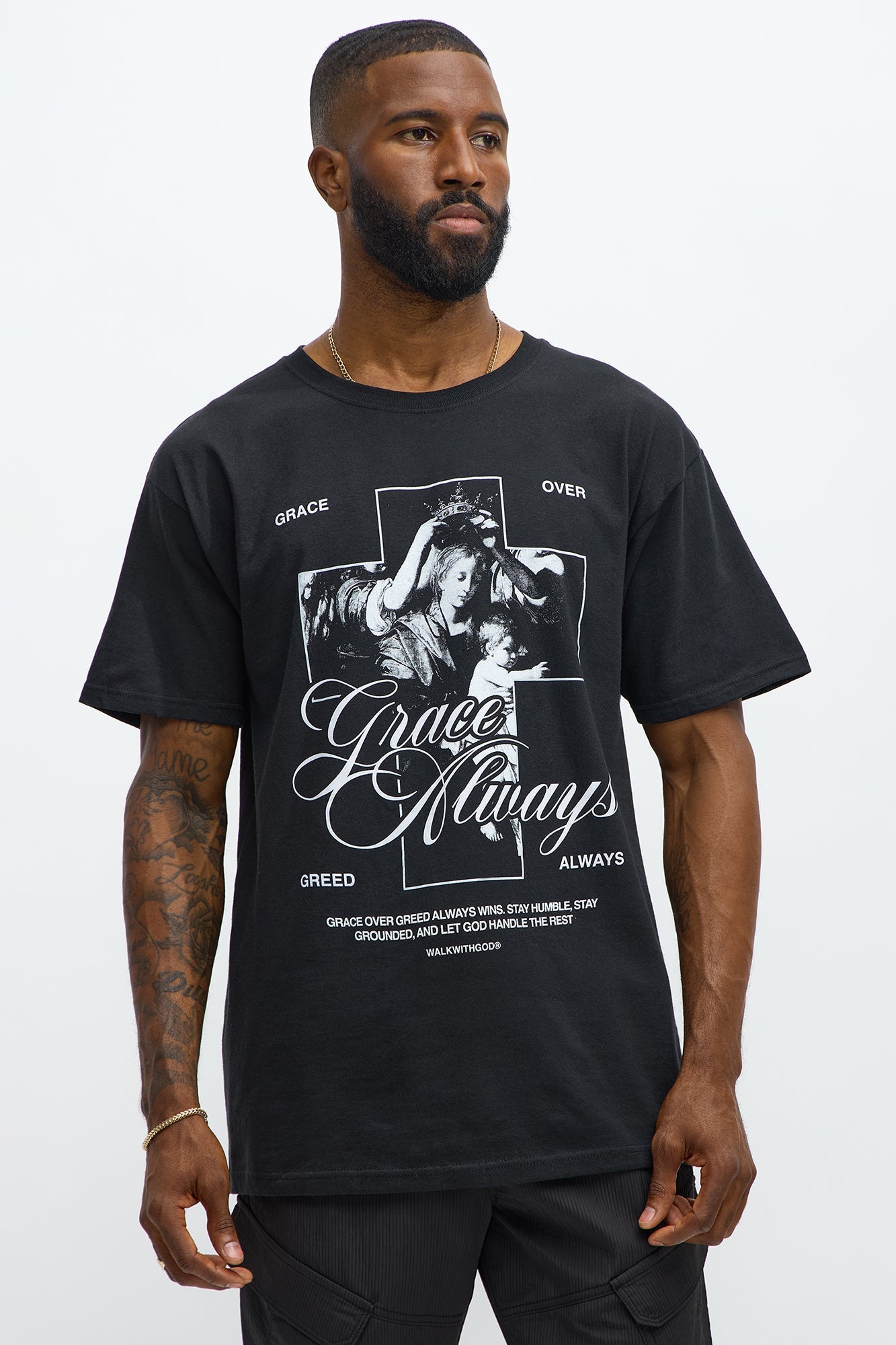 Grace Always Prevails Short Sleeve Tee - Black