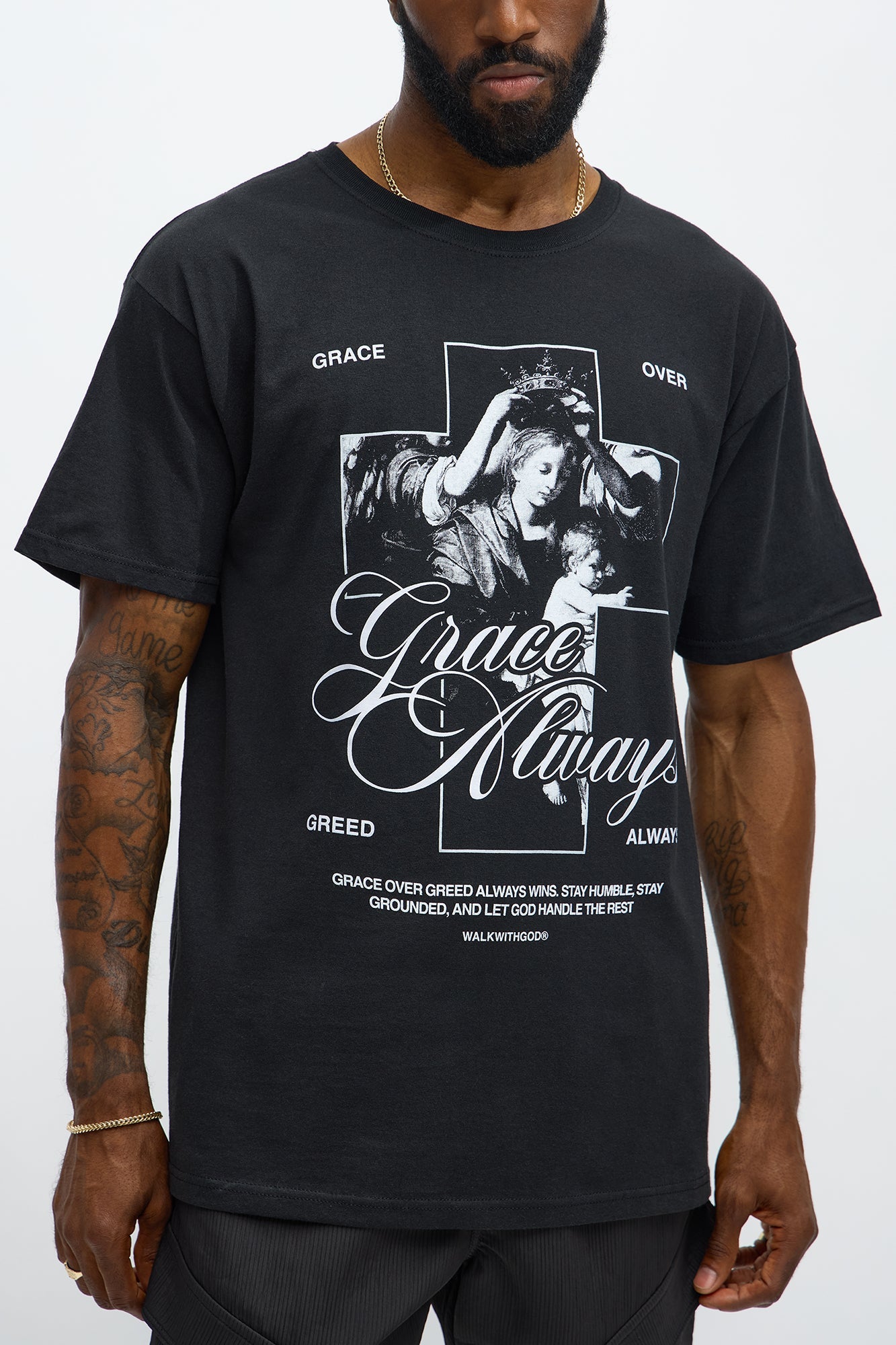 Grace Always Prevails Short Sleeve Tee - Black