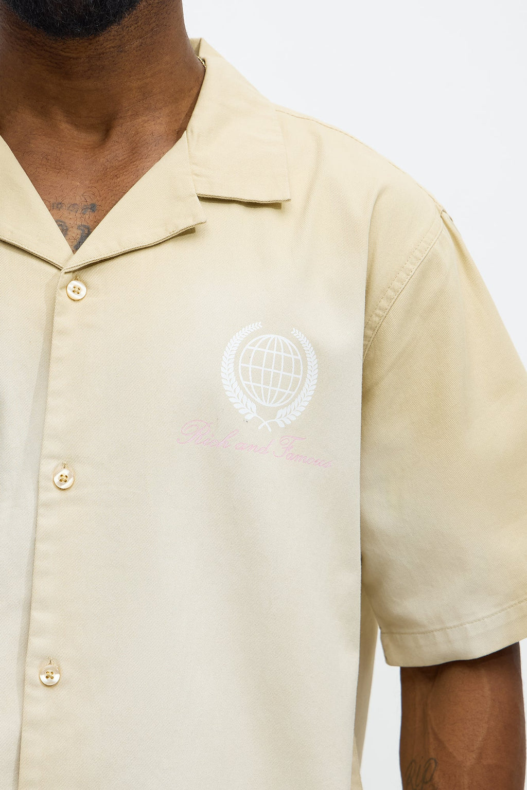 Society Washed Fabric Button Up Shirt - Tan