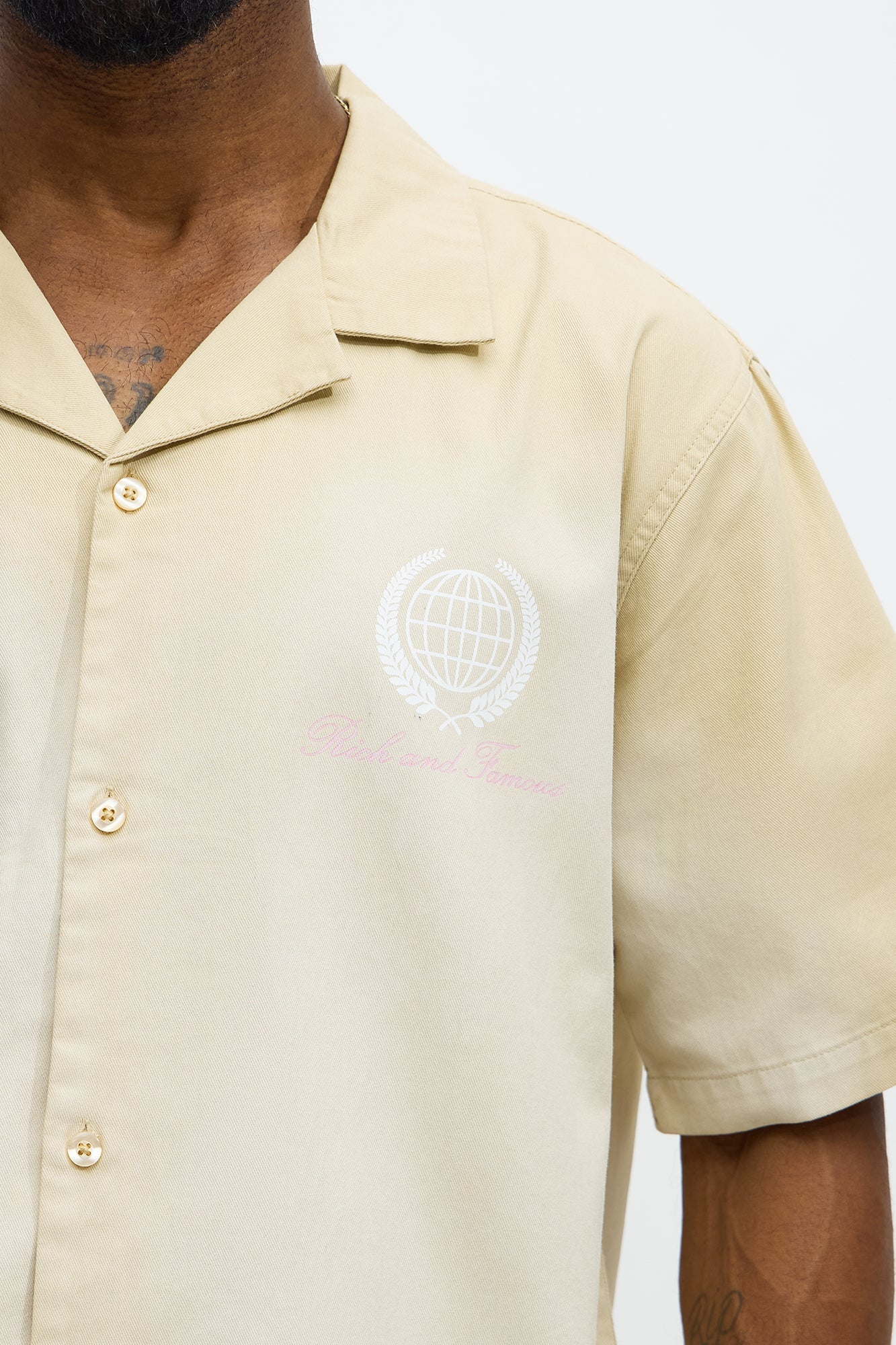 Society Washed Fabric Button Up Shirt - Tan