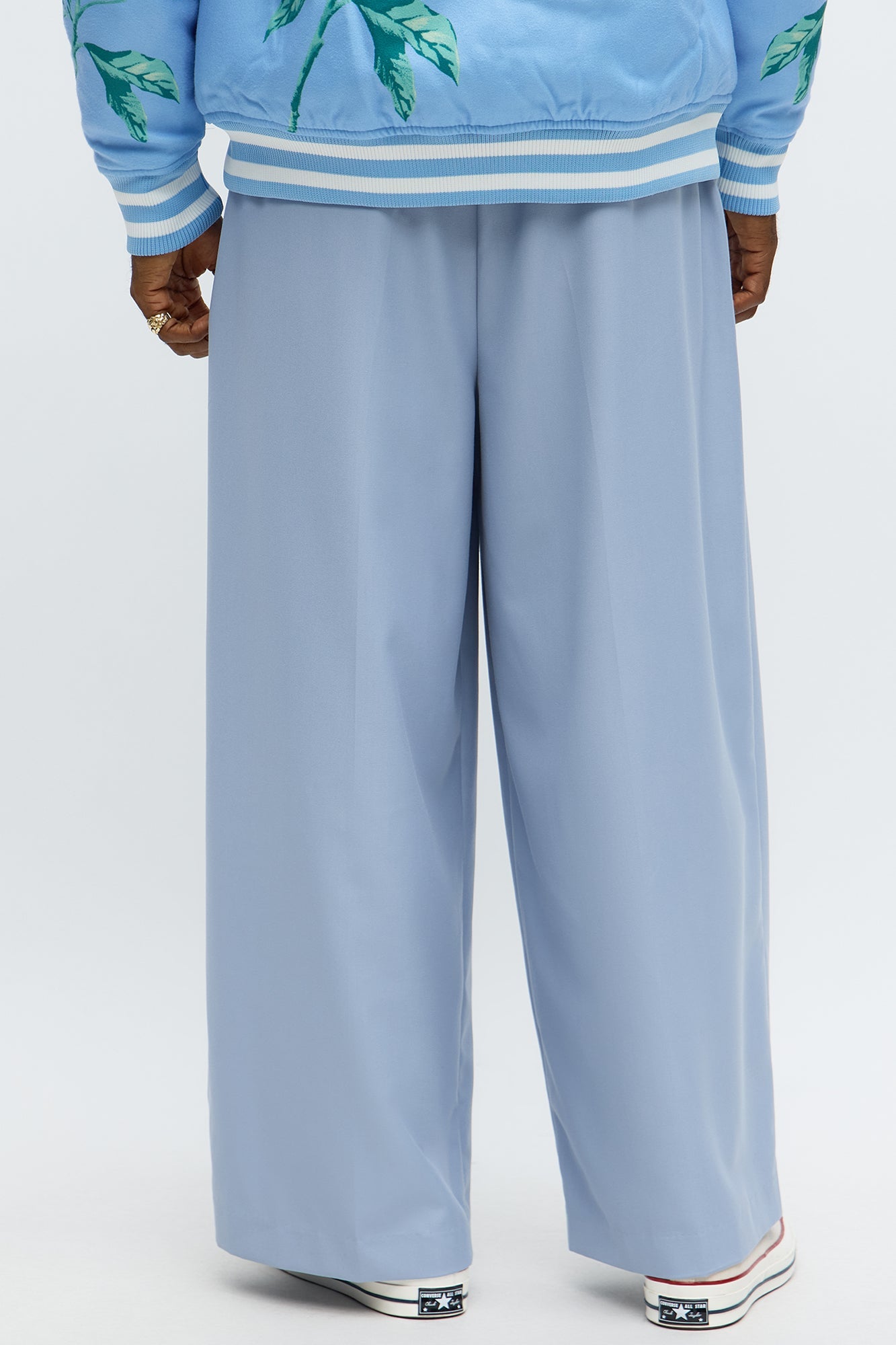 Wide Leg Hustler Pleated Trouser - Blue