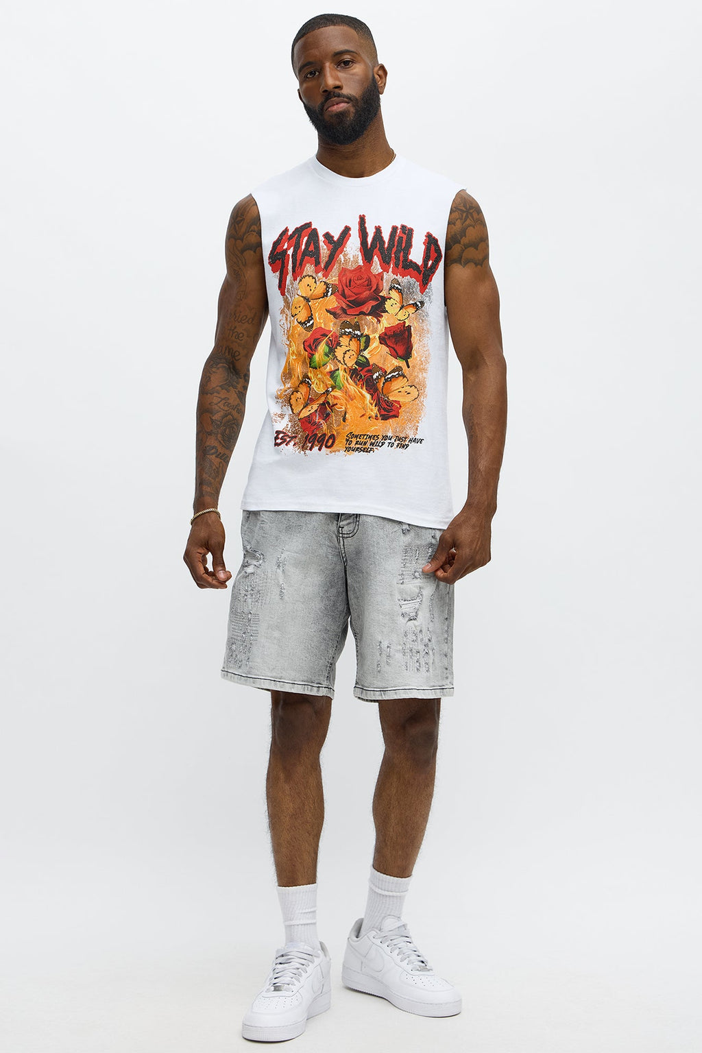 Stay Wild Muscle Tee - White