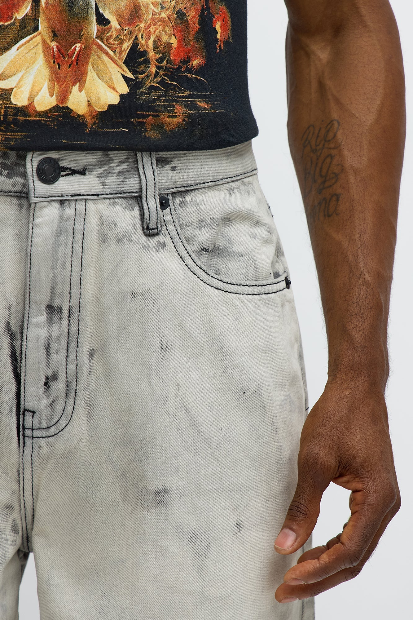 Relaxed Not For The Smoke Denim Shorts - Grey/Smoke