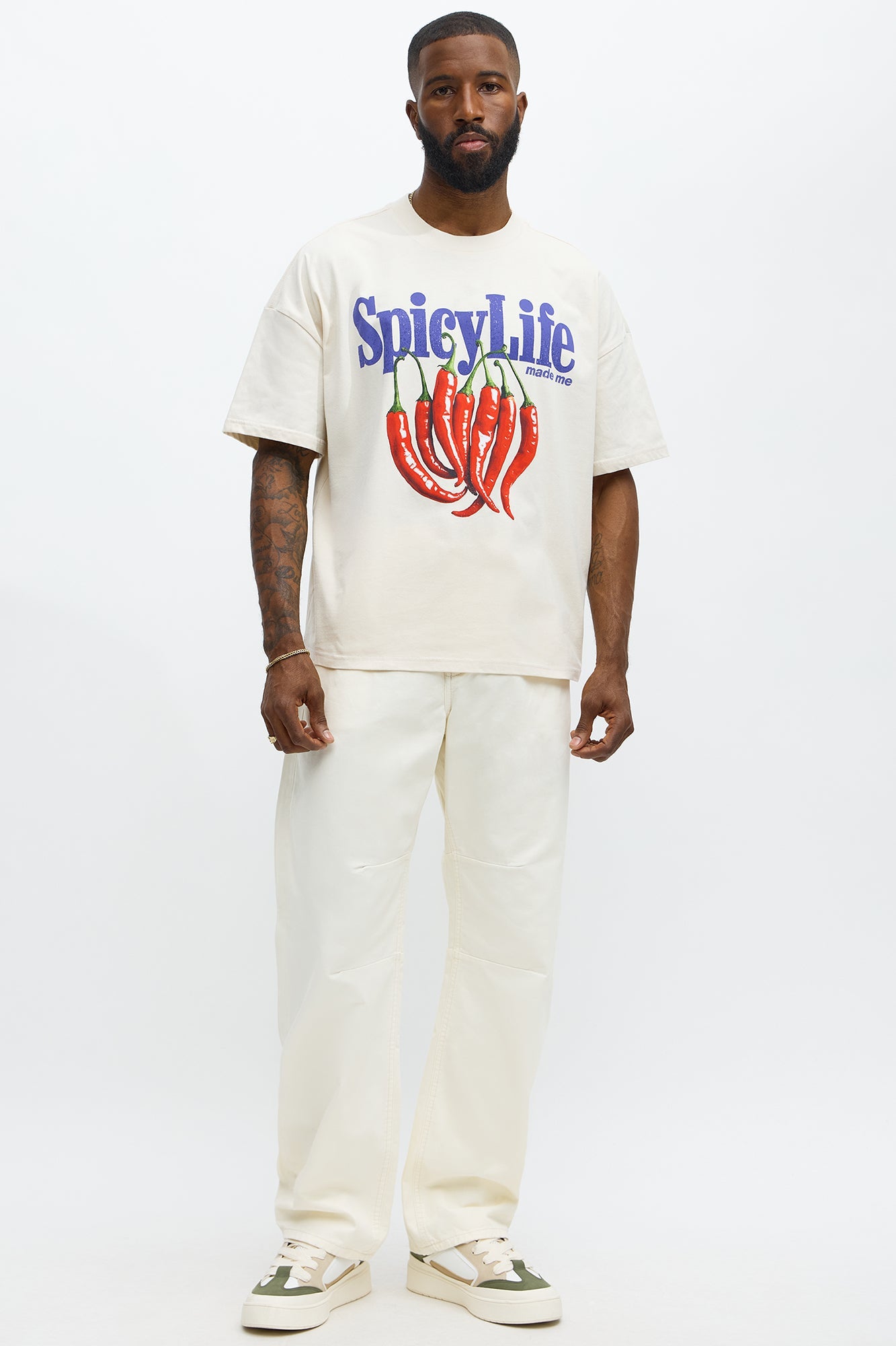 Spicy Life Oversized Short Sleeve Tee - Off White