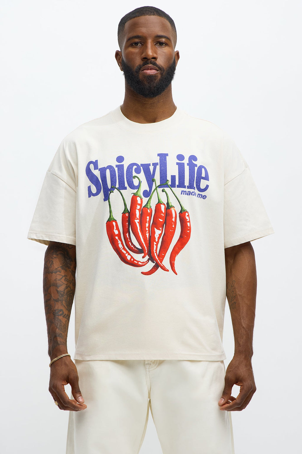 Spicy Life Oversized Short Sleeve Tee - Off White