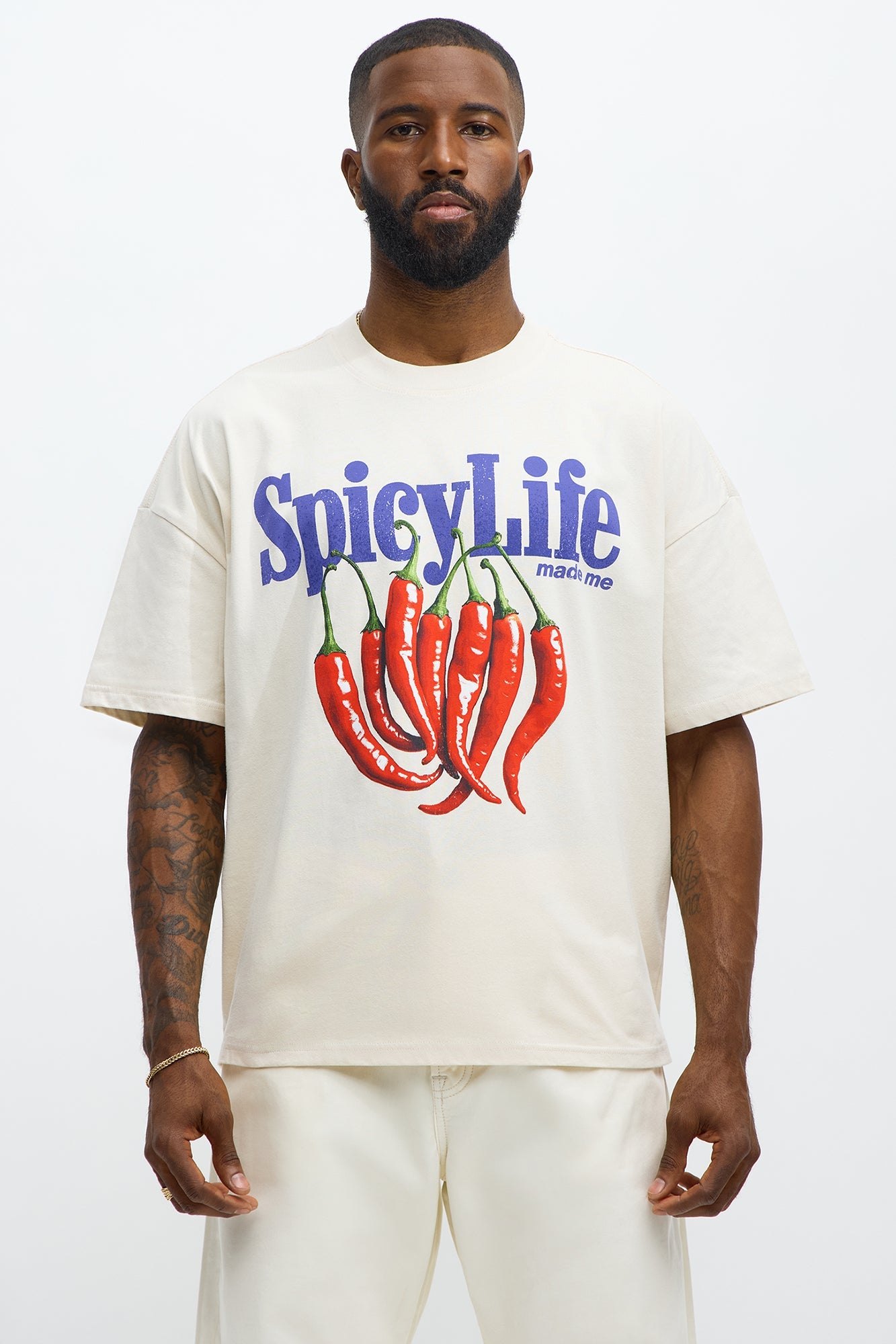 Spicy Life Oversized Short Sleeve Tee - Off White