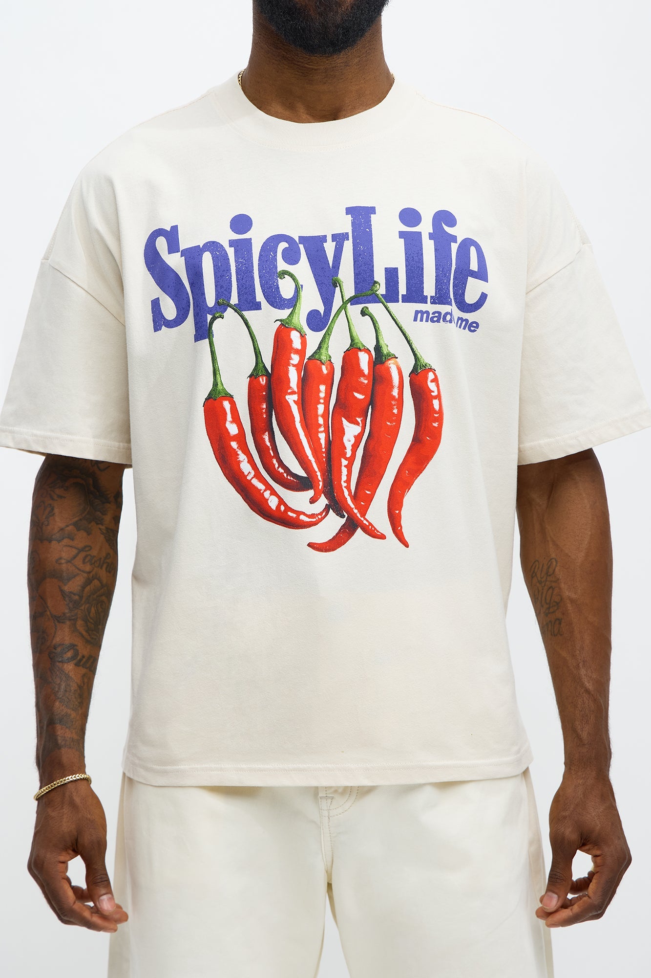 Spicy Life Oversized Short Sleeve Tee - Off White