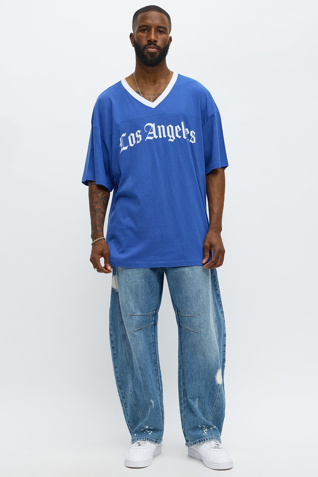 LA Old English Jersey Tee - Blue