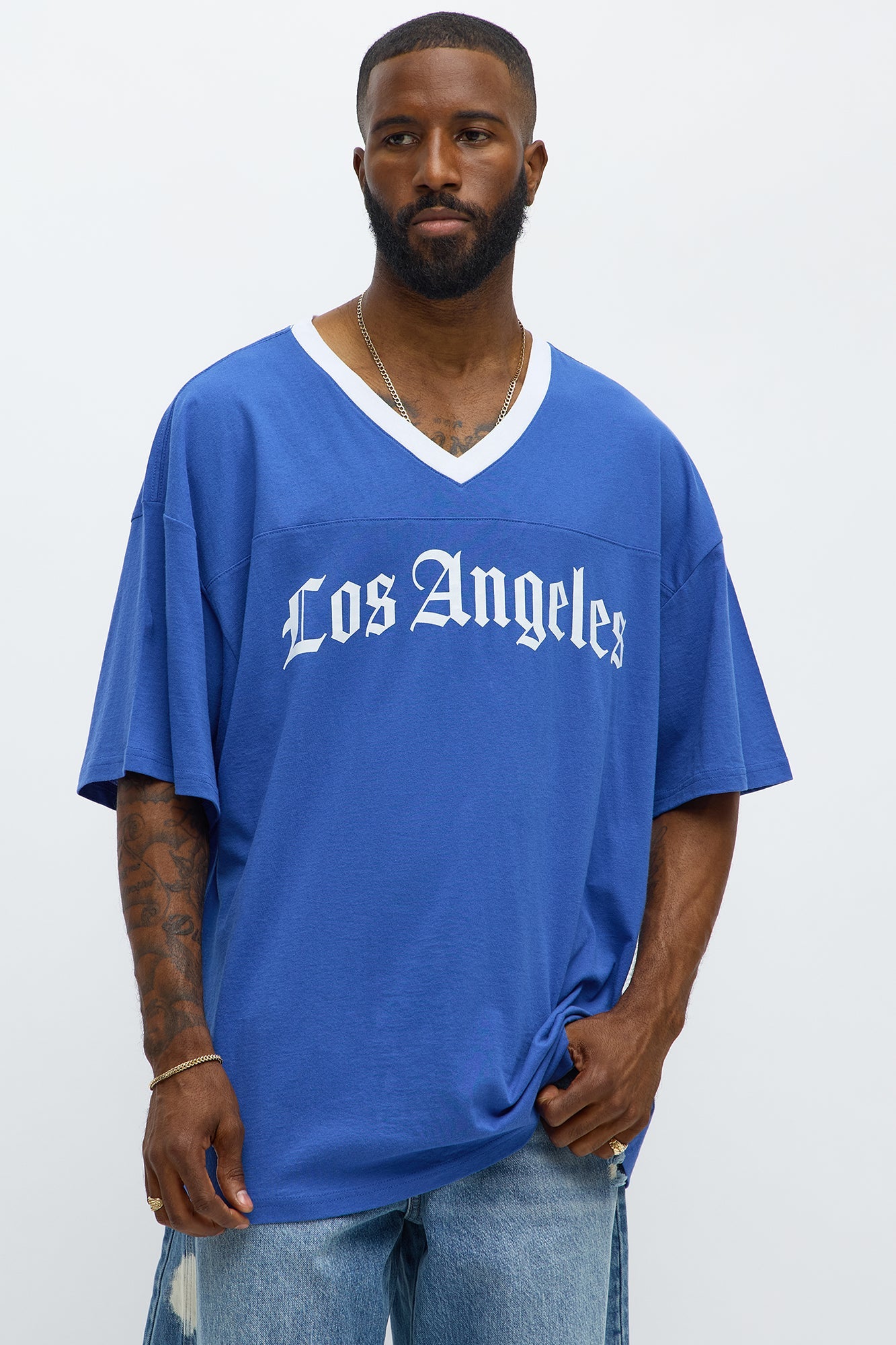 LA Old English Jersey Tee - Blue