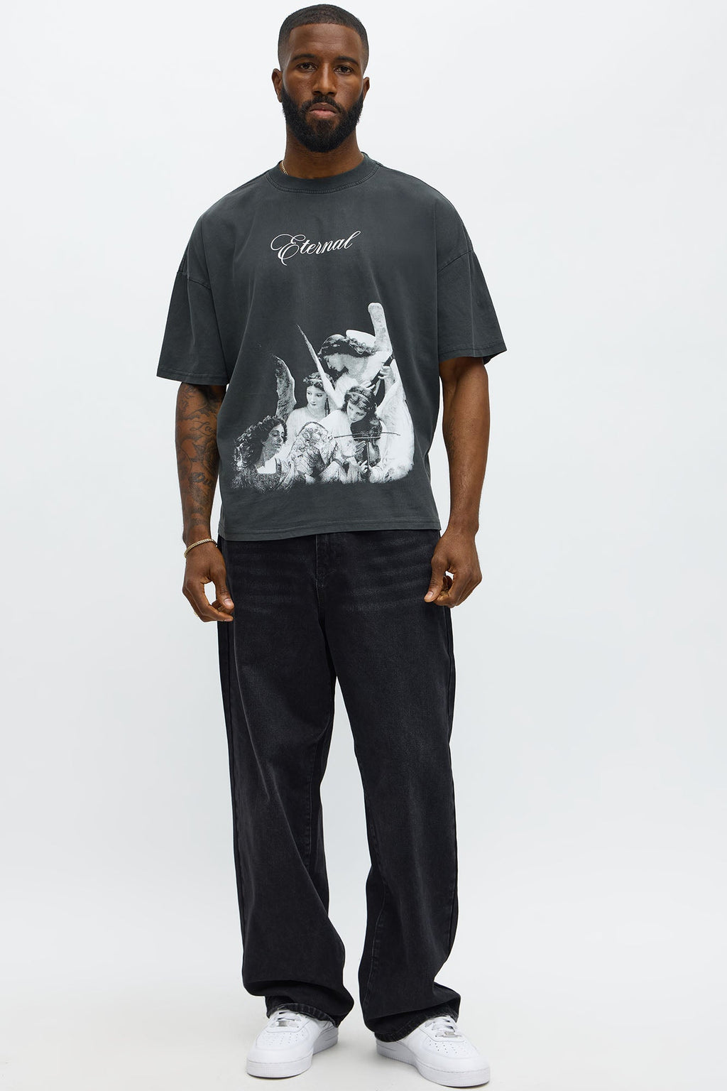 Eternal Salvation Oversized Short Sleeve Tee - Black Wash