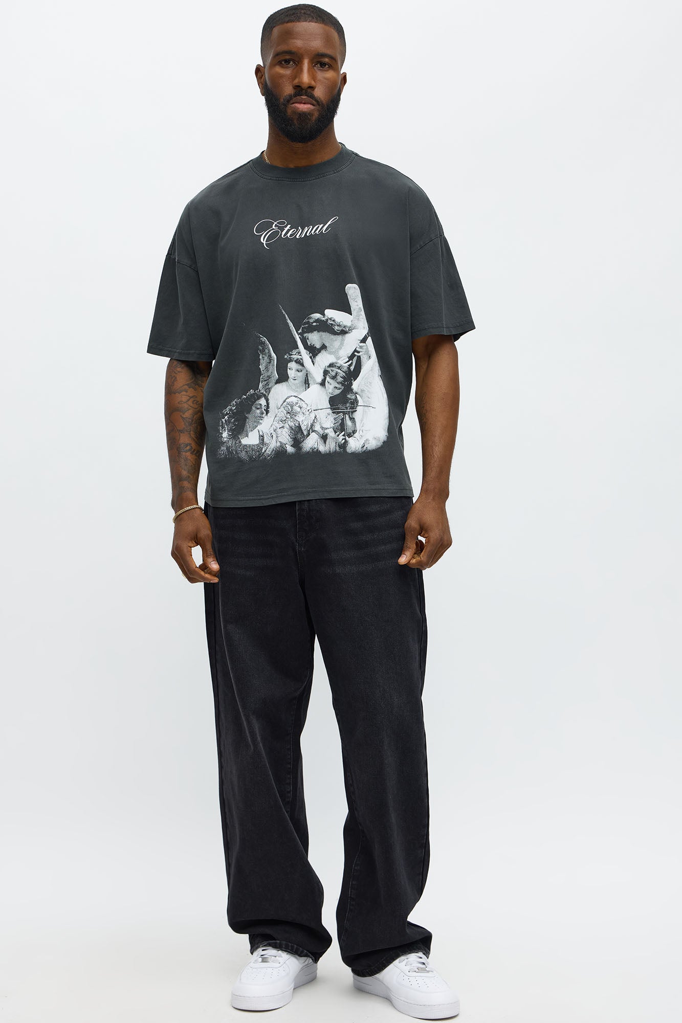 Eternal Salvation Oversized Short Sleeve Tee - Black Wash