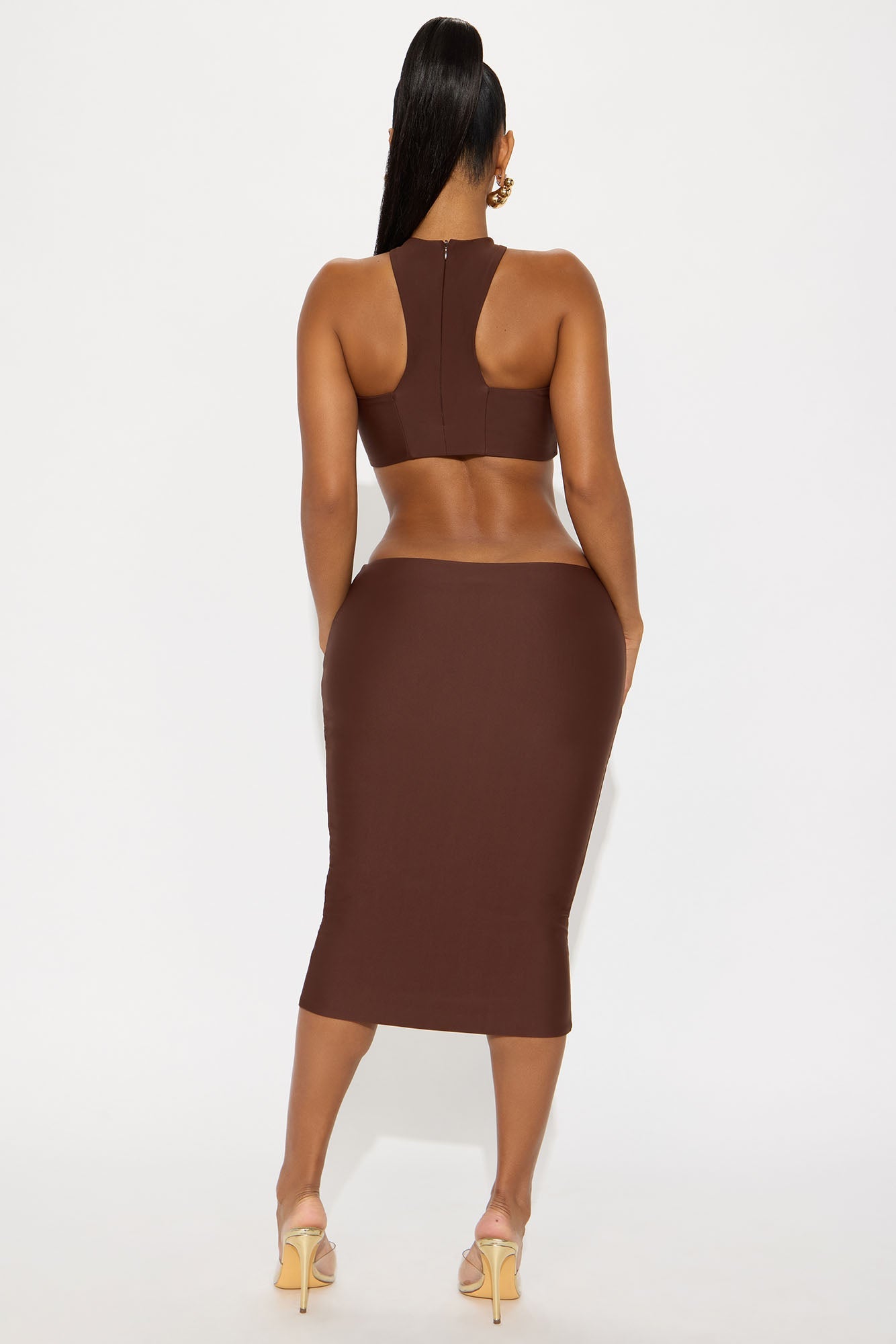 Kaia Double Lined Midi Dress - Chocolate