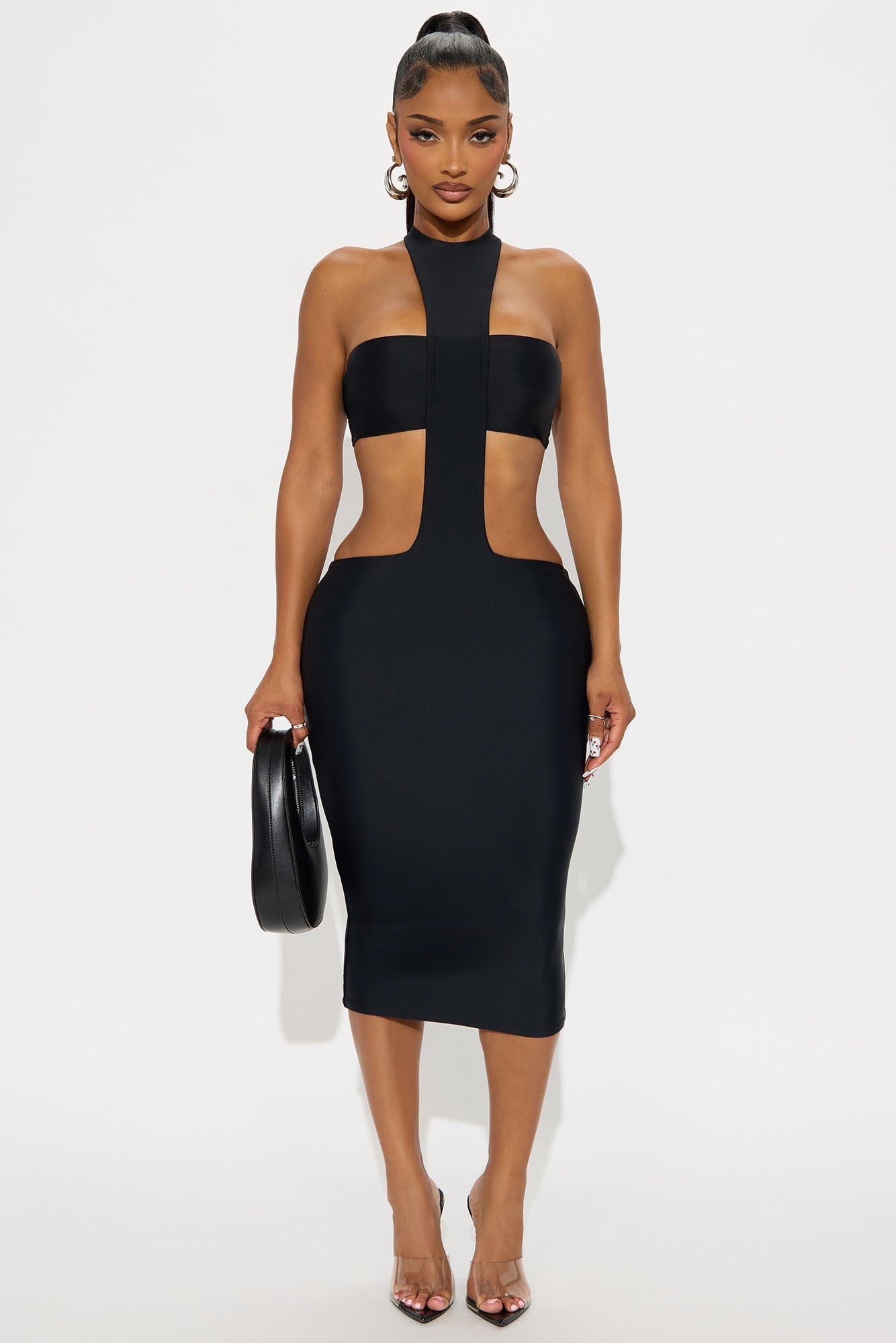 Kaia Double Lined Midi Dress - Black