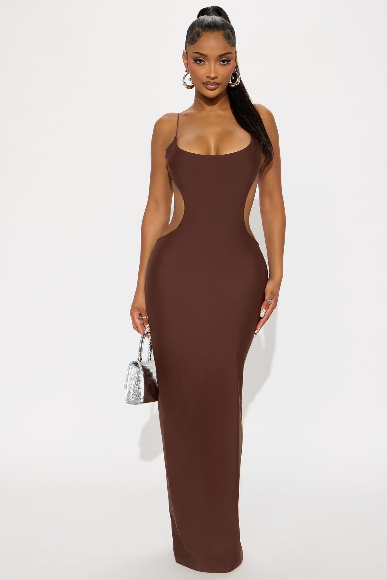 Evelina Double Lined Maxi Dress - Chocolate