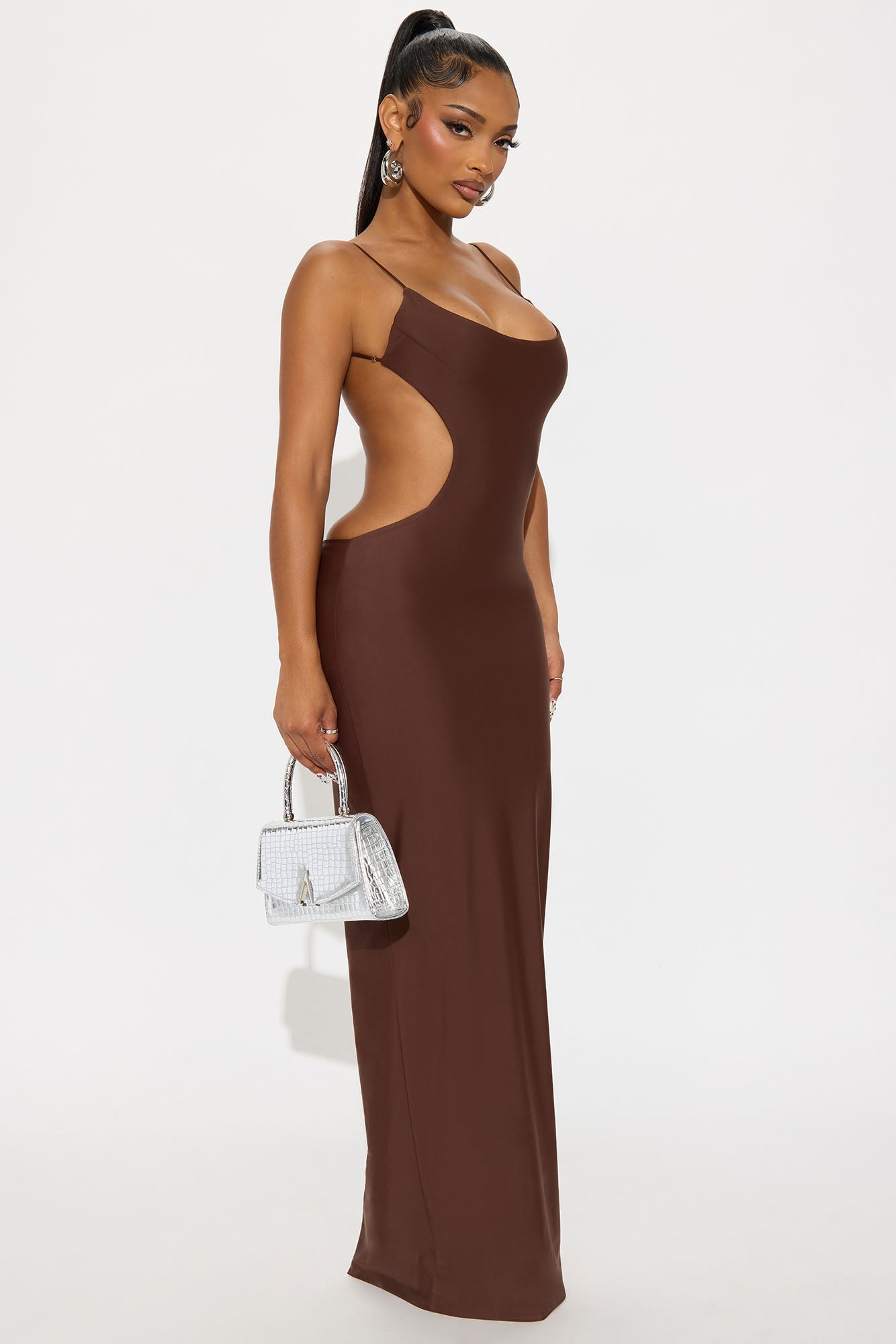 Evelina Double Lined Maxi Dress - Chocolate