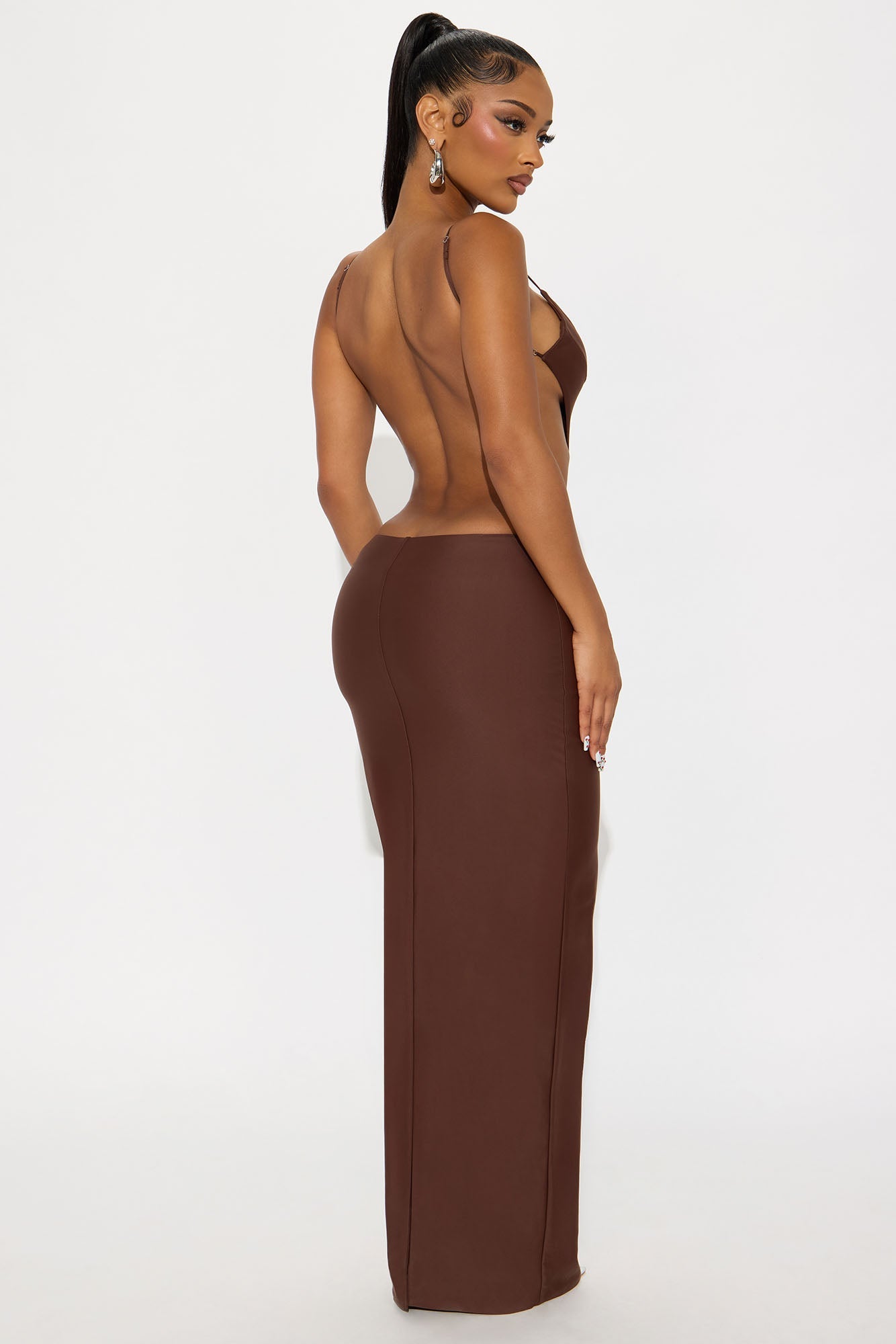 Evelina Double Lined Maxi Dress - Chocolate