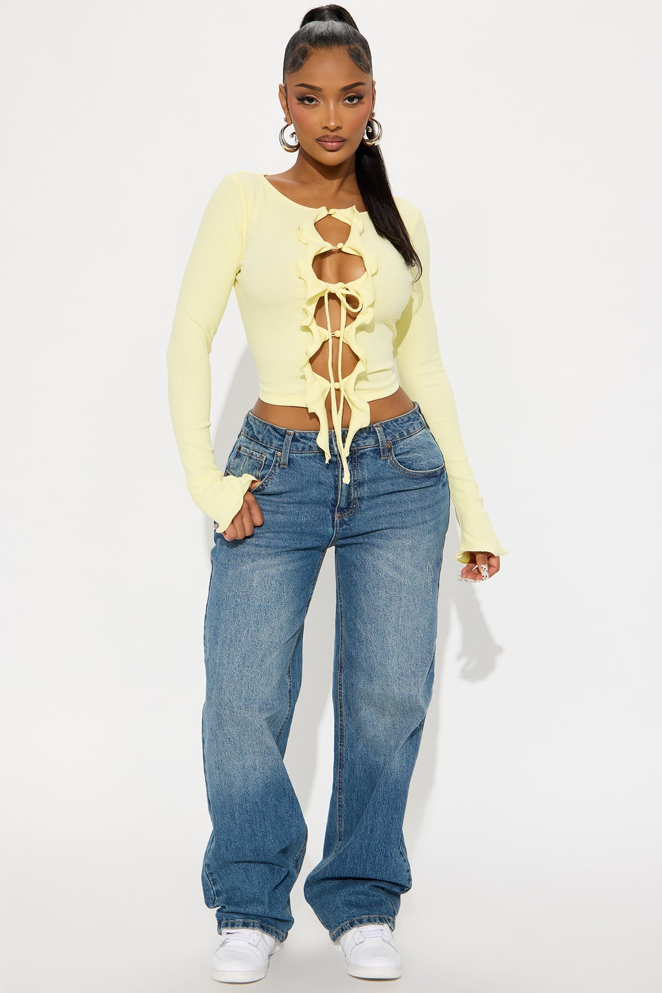 London Long Sleeve Ribbed Top - Butter Yellow
