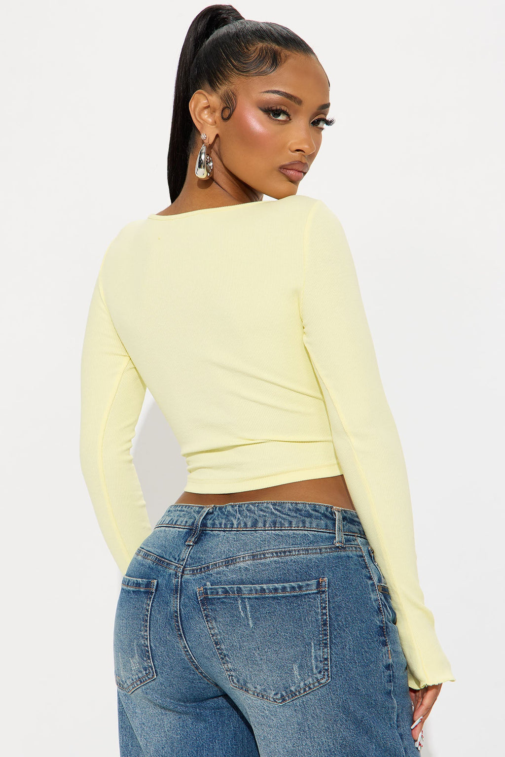 London Long Sleeve Ribbed Top - Butter Yellow